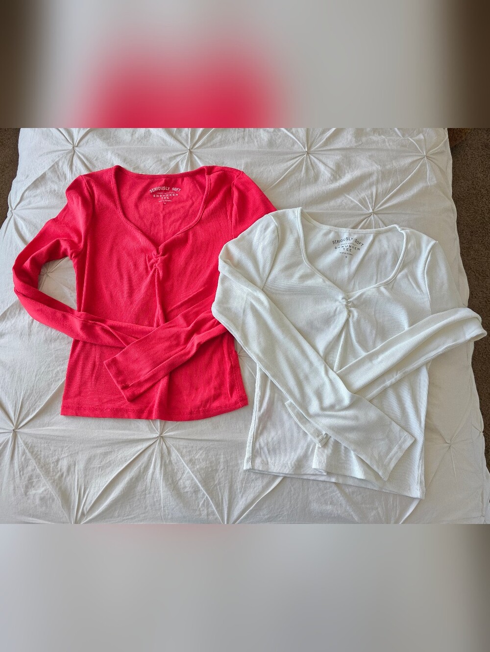 2 Aeropostale Seriously Soft Shrunken Tee Bundle Long Sleeve Ribbed Tops